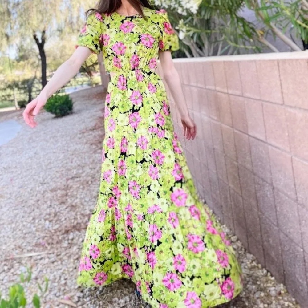 WAYF Plaza Floral Cutout Dress Maxi NWT